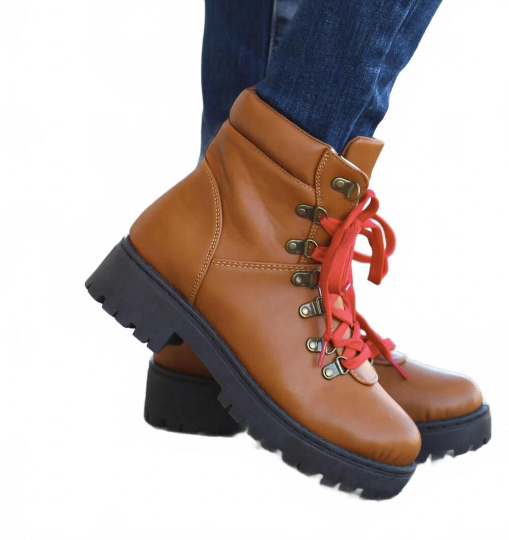 NEW BAMBOO women's wild one lace up boot in chestnut